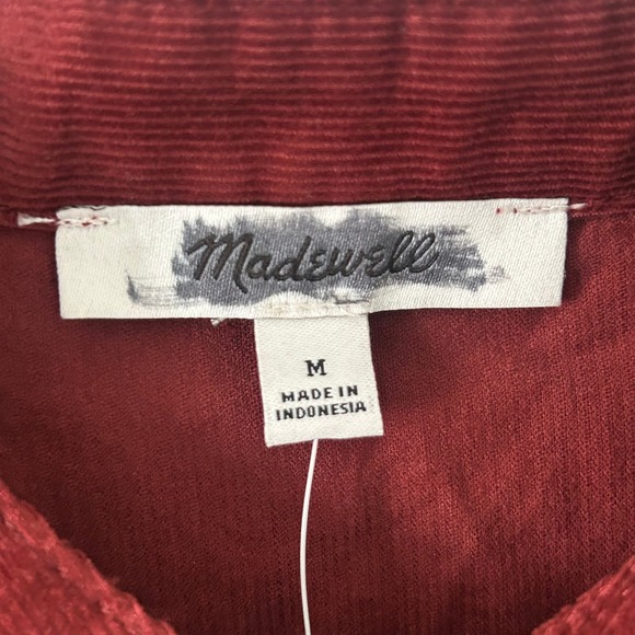 Madewell Corduroy Puff Sleeve Button Up Shirt Burgundy M Medium NewNW743 - Picture 7 of 8